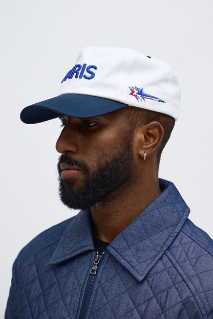 Paris Cotton Twill Unstructured Snapback Hat - White/combo