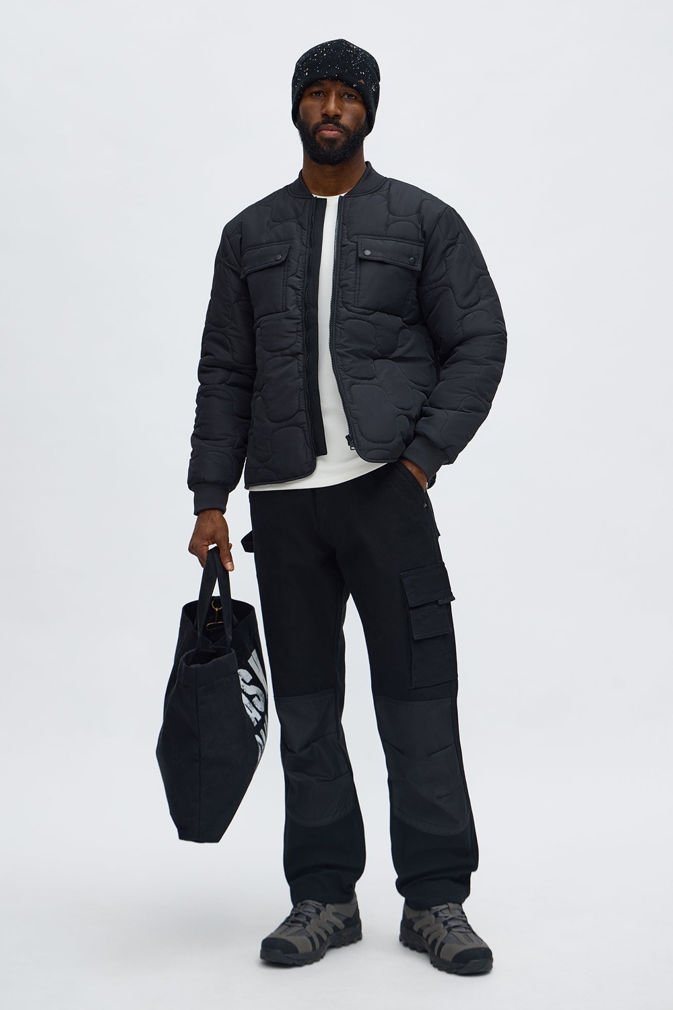 Geo Quilted Jacket - Black