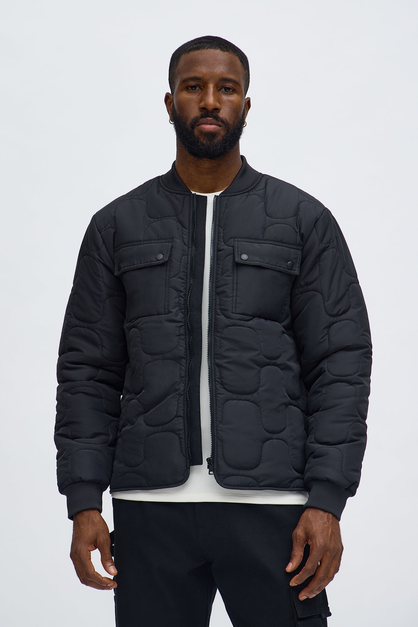 Geo Quilted Jacket - Black