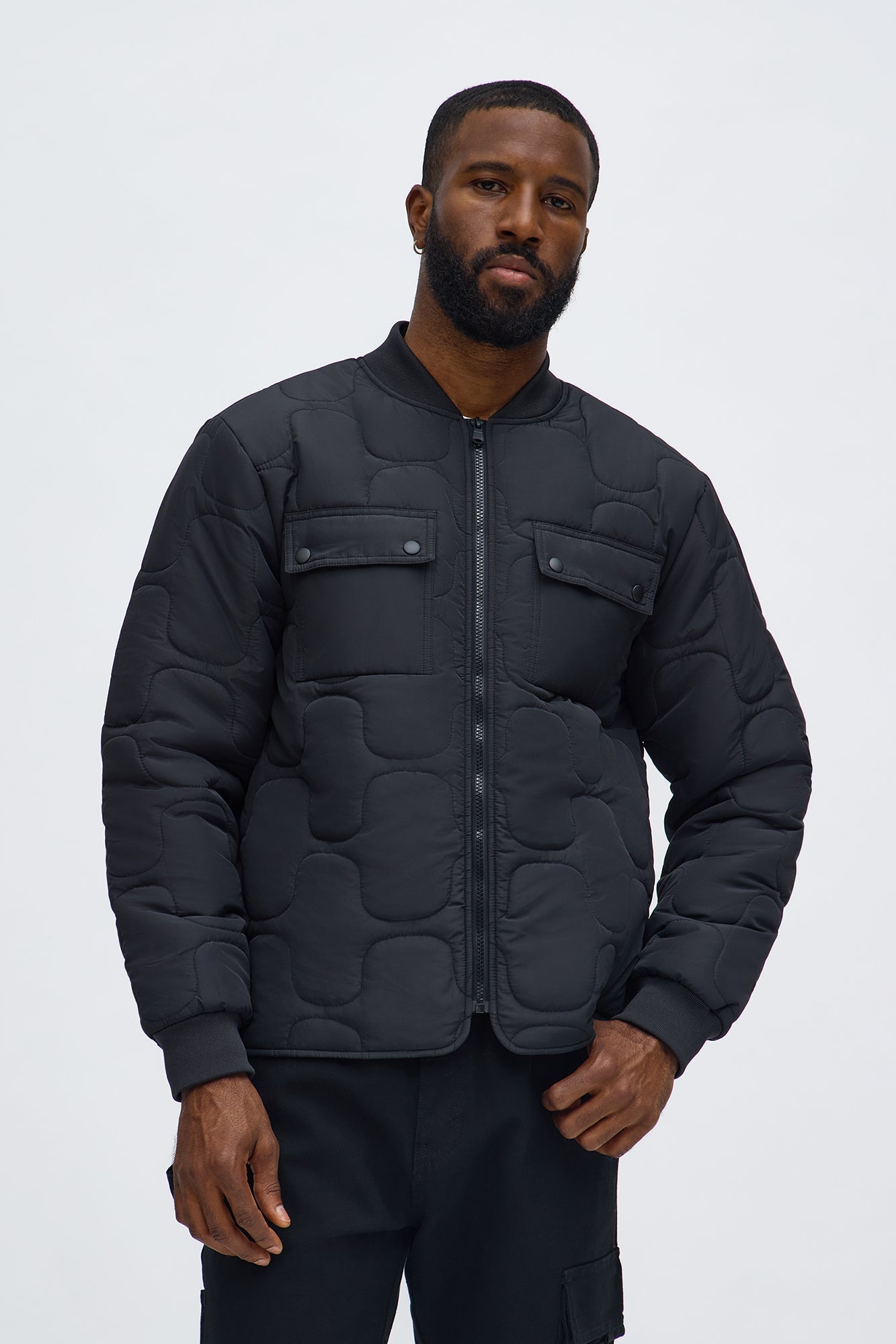 Geo Quilted Jacket - Black