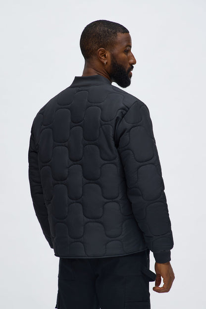 Geo Quilted Jacket - Black