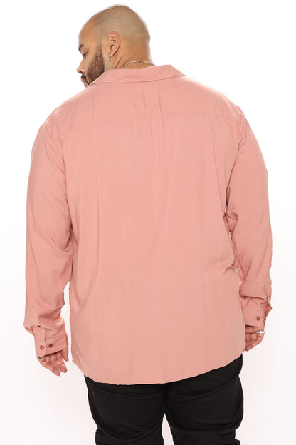 Dawson Relaxed Long Sleeve Button Up Shirt - Mauve