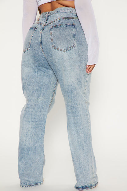 Crossover Straight Leg Jeans - Light Blue Wash