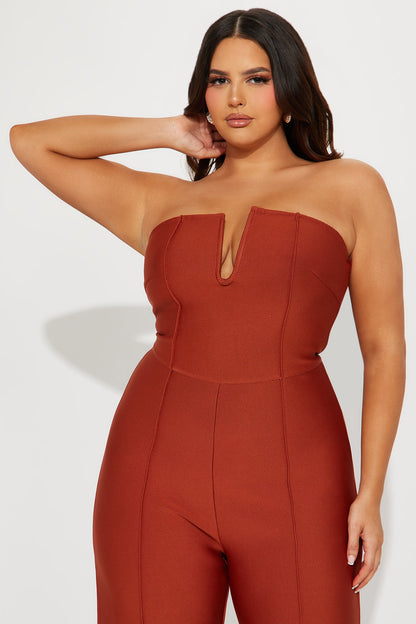 Someone To You Bandage Jumpsuit - Copper