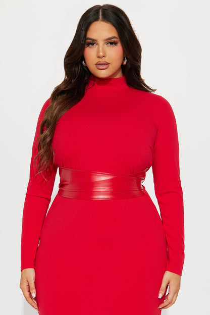 Brianna Belted Maxi Dress - Red
