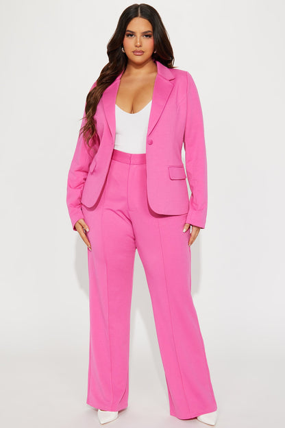 Business Per Usual Blazer Pant Set - Hot Pink