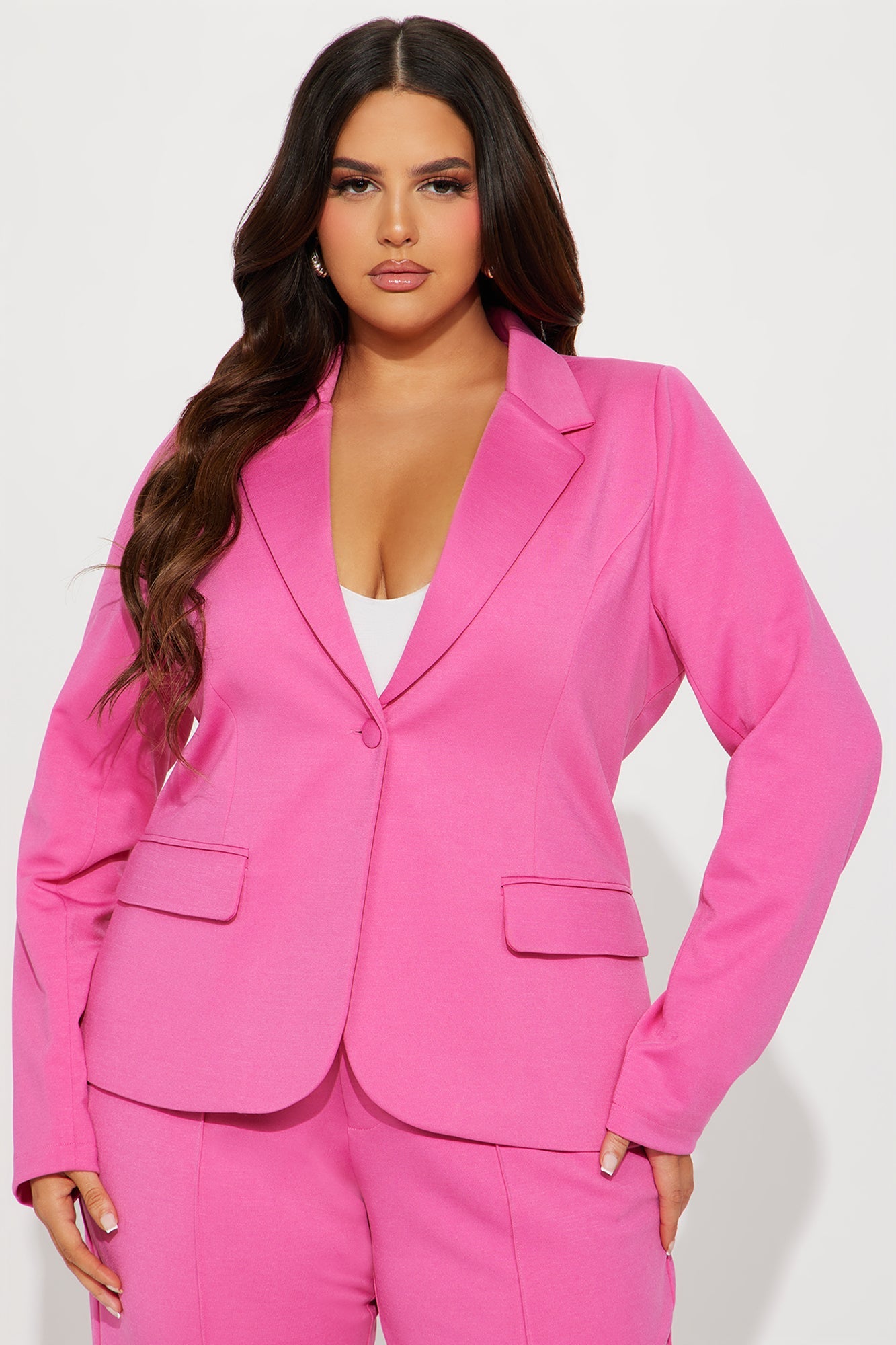 Business Per Usual Blazer Pant Set - Hot Pink