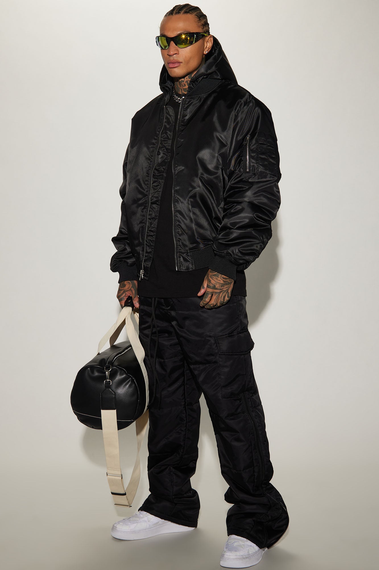 Pecos Hooded Bomber Jacket - Black