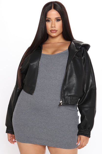Call Me Baddie Faux Leather Jacket - Black