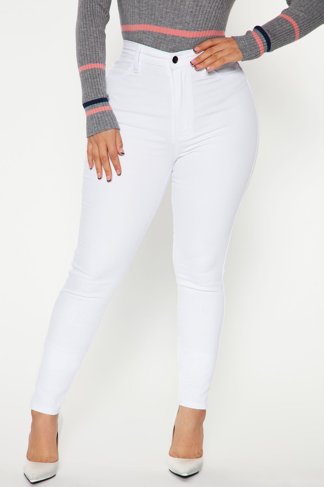 Classic High Waist Skinny Jeans - White