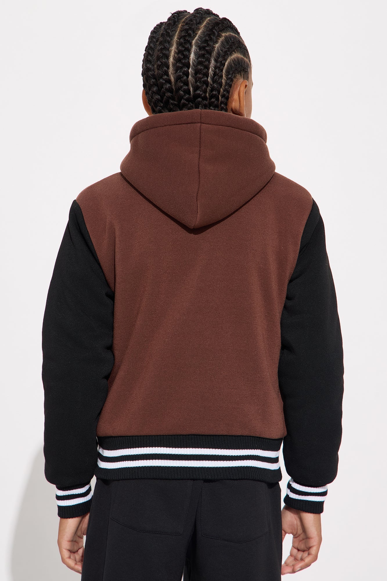 Mini 23 Fleece Varsity Hoodie With Sherpa Lining - Brown/combo