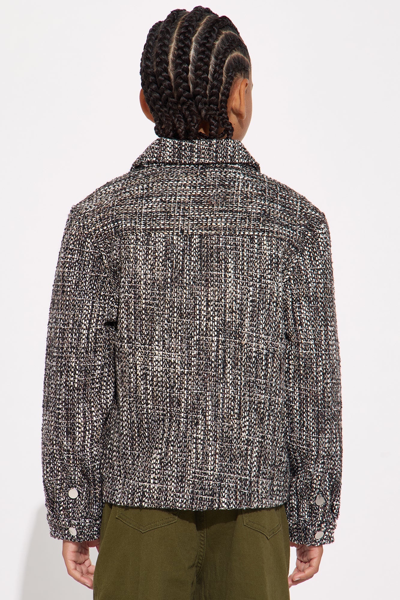Mini Tweed Button Shacket - Black/combo
