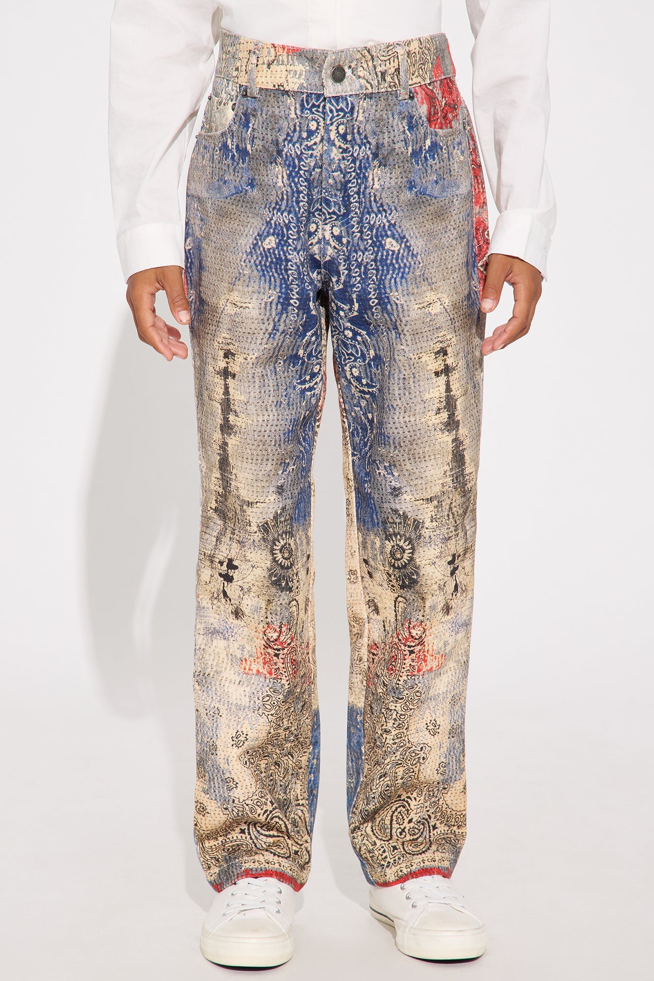 Mini Straight Bandana Duality Printed Pants - Multi Color