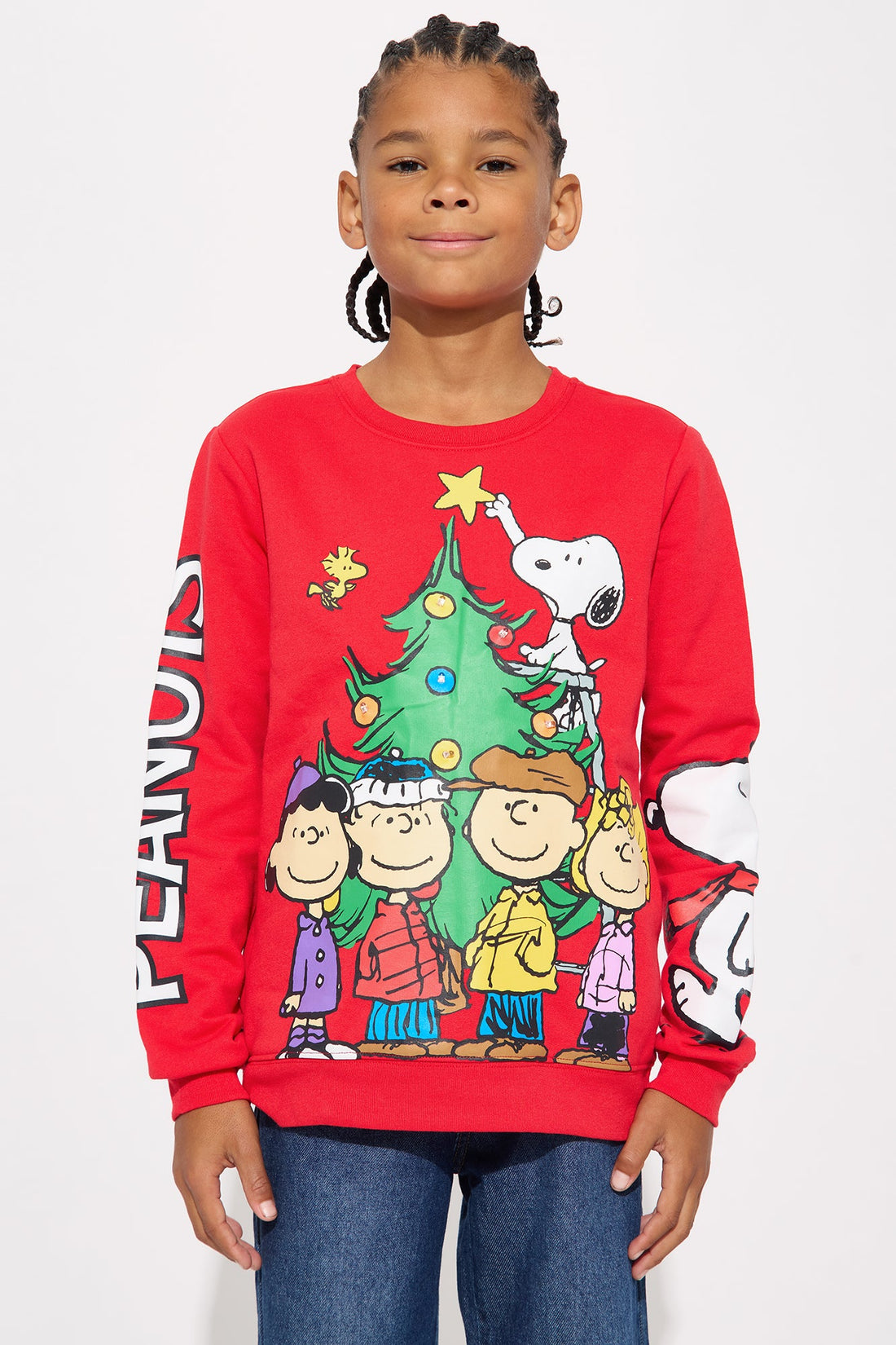 Mini The Peanuts Merry Christmas Crew Neck Sweatshirt - Red