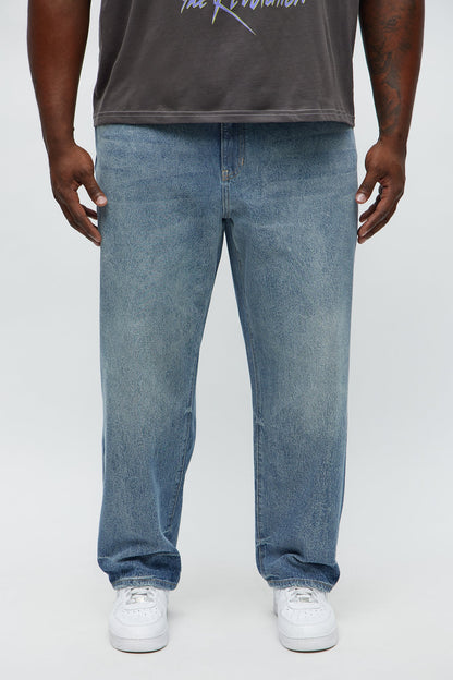 Relaxed Straight Crack The Code Jean - Light Blue Wash