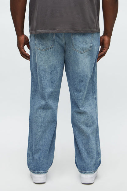 Relaxed Straight Crack The Code Jean - Light Blue Wash
