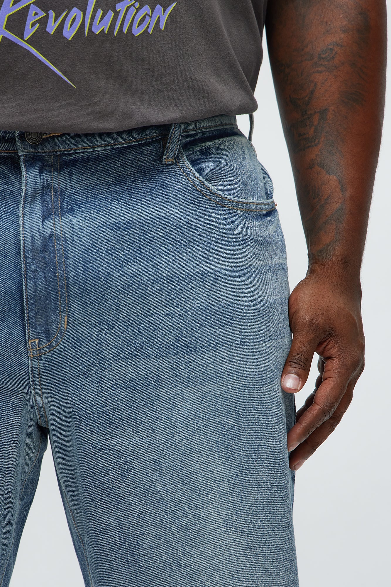 Relaxed Straight Crack The Code Jean - Light Blue Wash
