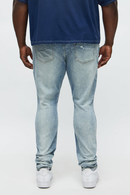 Stacked Skinny Masterpiece Distressed Jean - Light Blue Wash