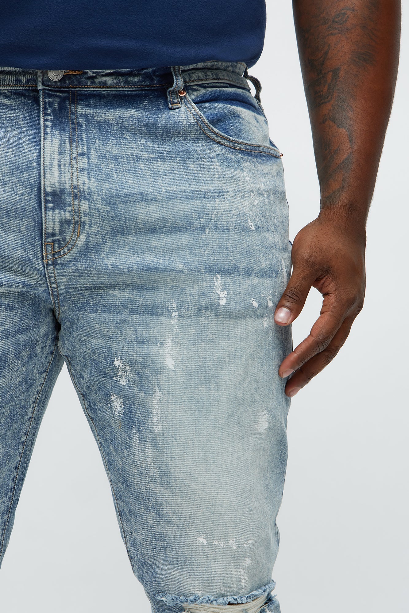 Stacked Skinny Masterpiece Distressed Jean - Light Blue Wash