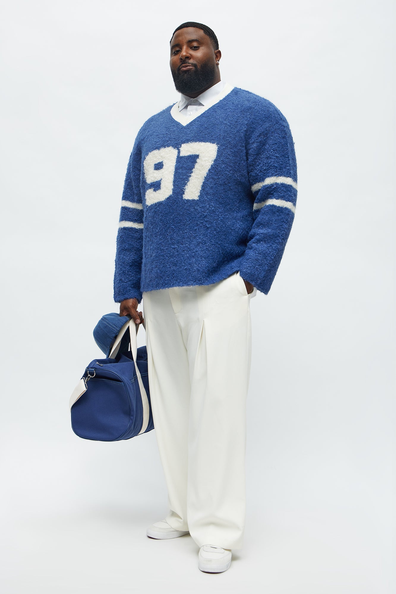 Boxy Winning Team Fuzzy Knit - Teal/combo