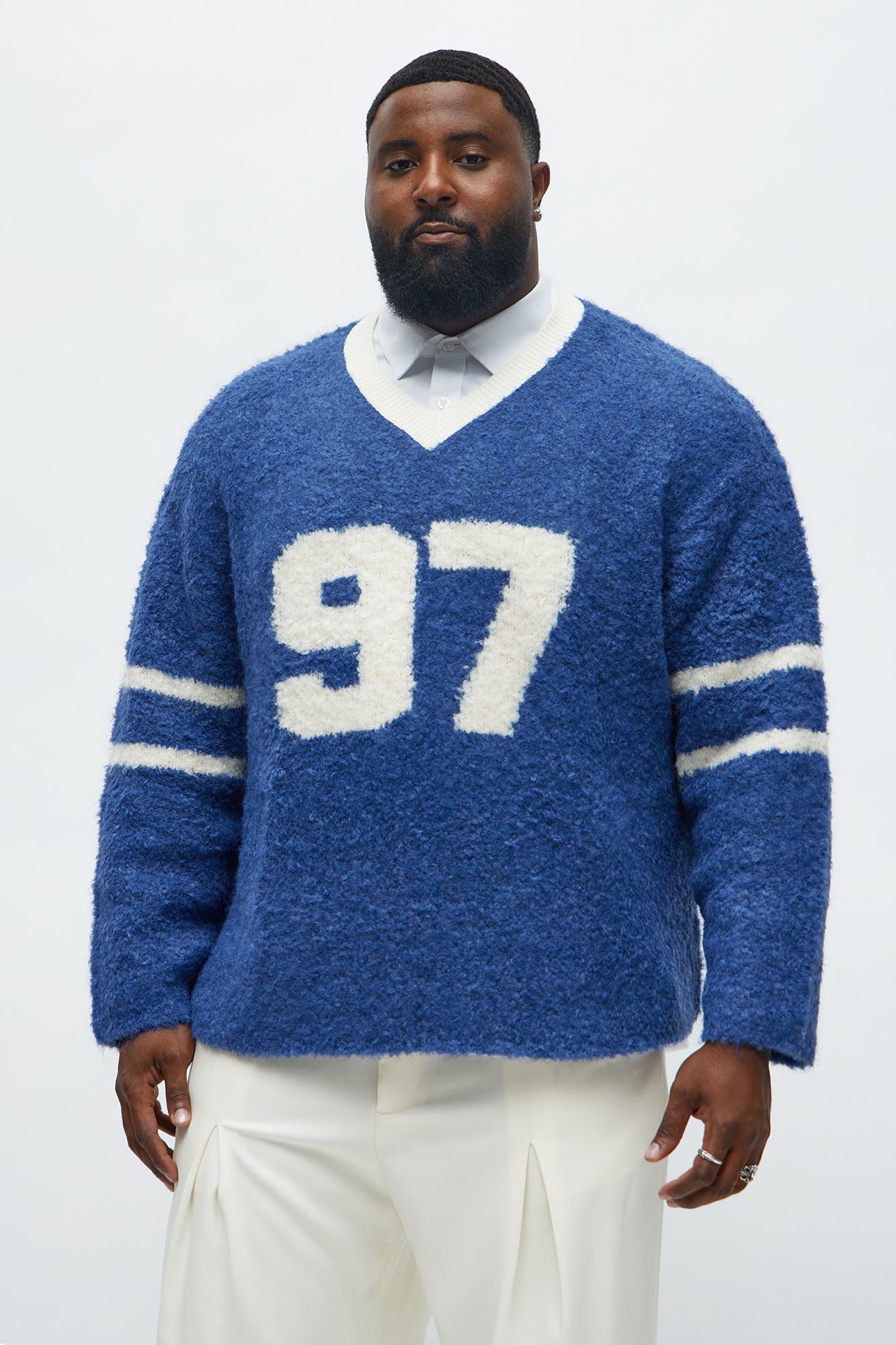 Boxy Winning Team Fuzzy Knit - Teal/combo