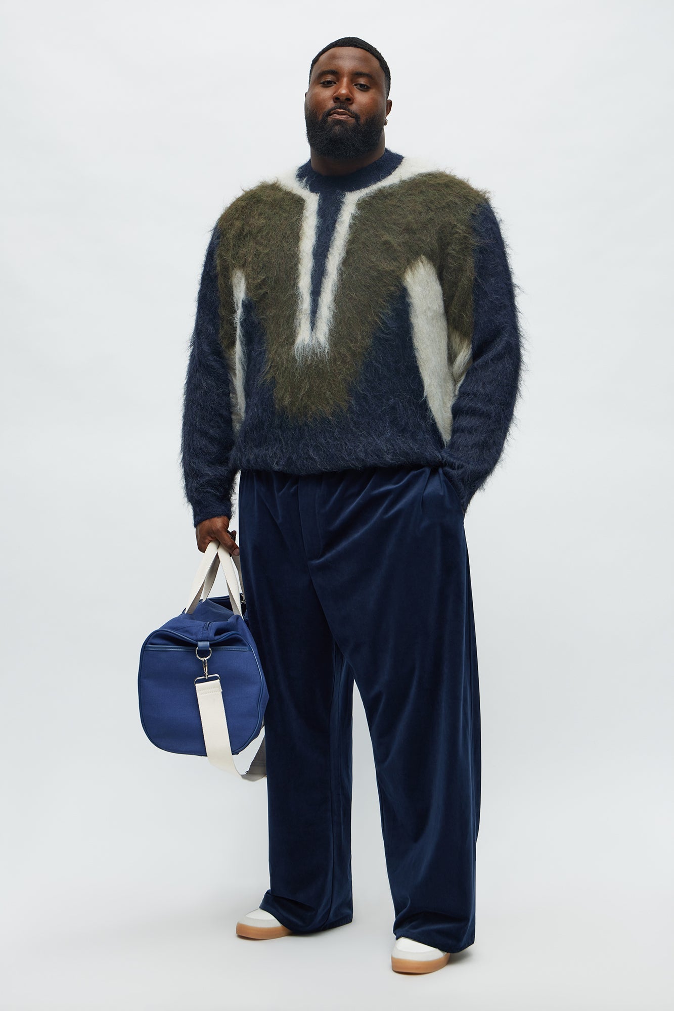 Luxury Mock Neck Sweater - Navy/combo