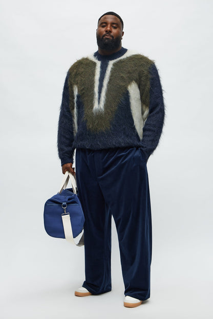 Luxury Mock Neck Sweater - Navy/combo