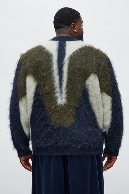 Luxury Mock Neck Sweater - Navy/combo
