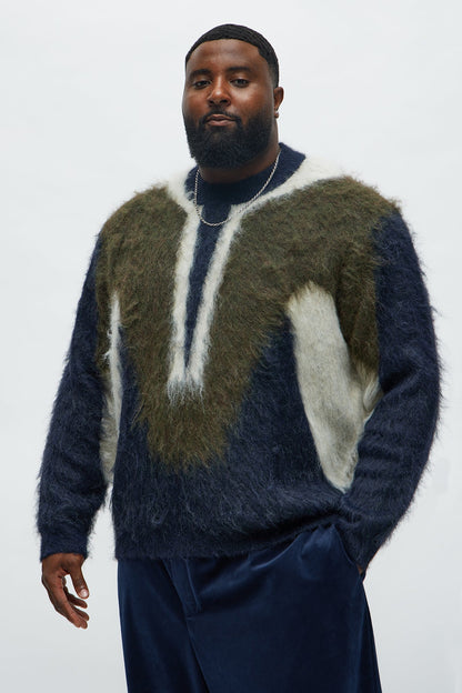 Luxury Mock Neck Sweater - Navy/combo
