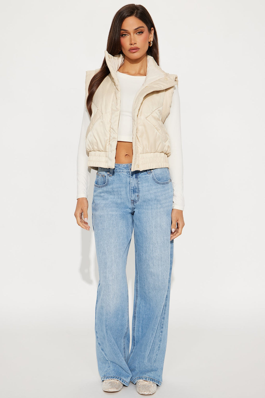 Cabin Cutie Puffer Vest - Beige
