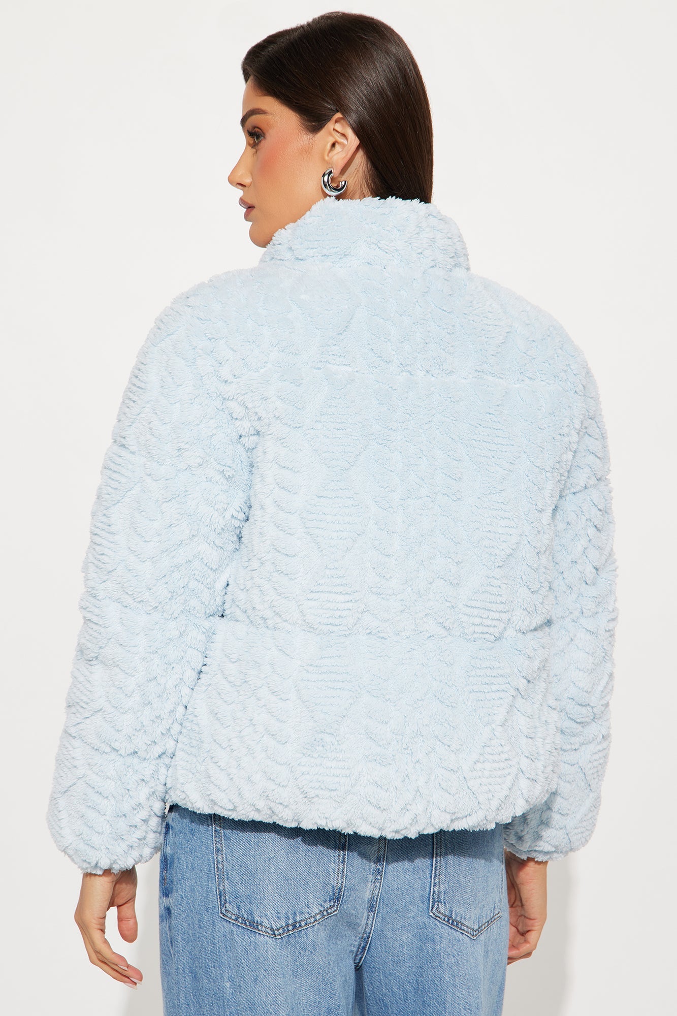 Cozy Dreams Sherpa Puffer Jacket - Light Blue