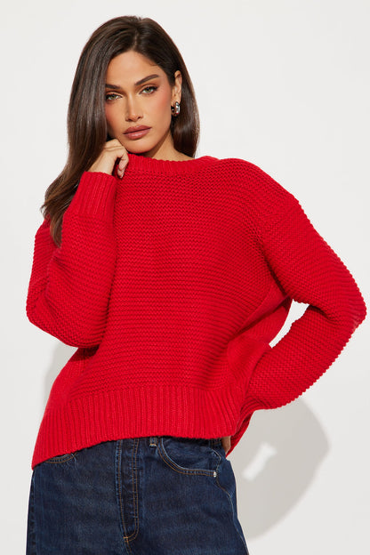 Good Feeling Pullover Sweater - Red