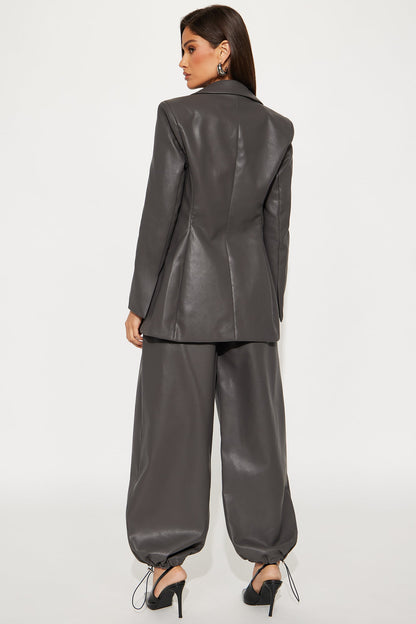 Daria Blazer Balloon Pant Set - Grey