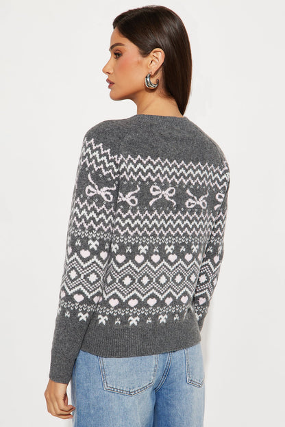 Lodge Life Fair Isle Sweater - Charcoal/combo