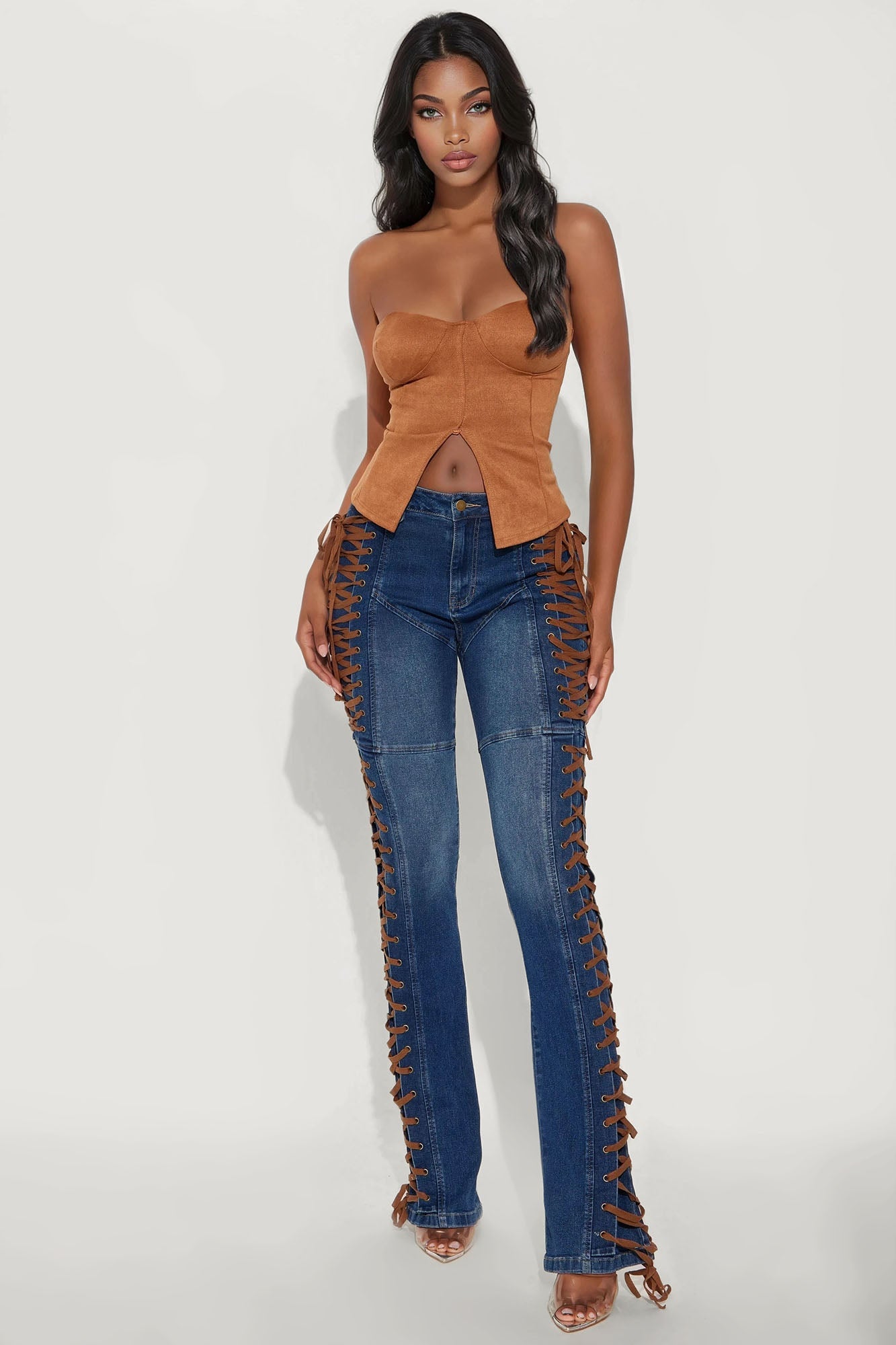 Tall Jaw Dropper Stretch Lace Up Bootcut Jeans - Dark Wash