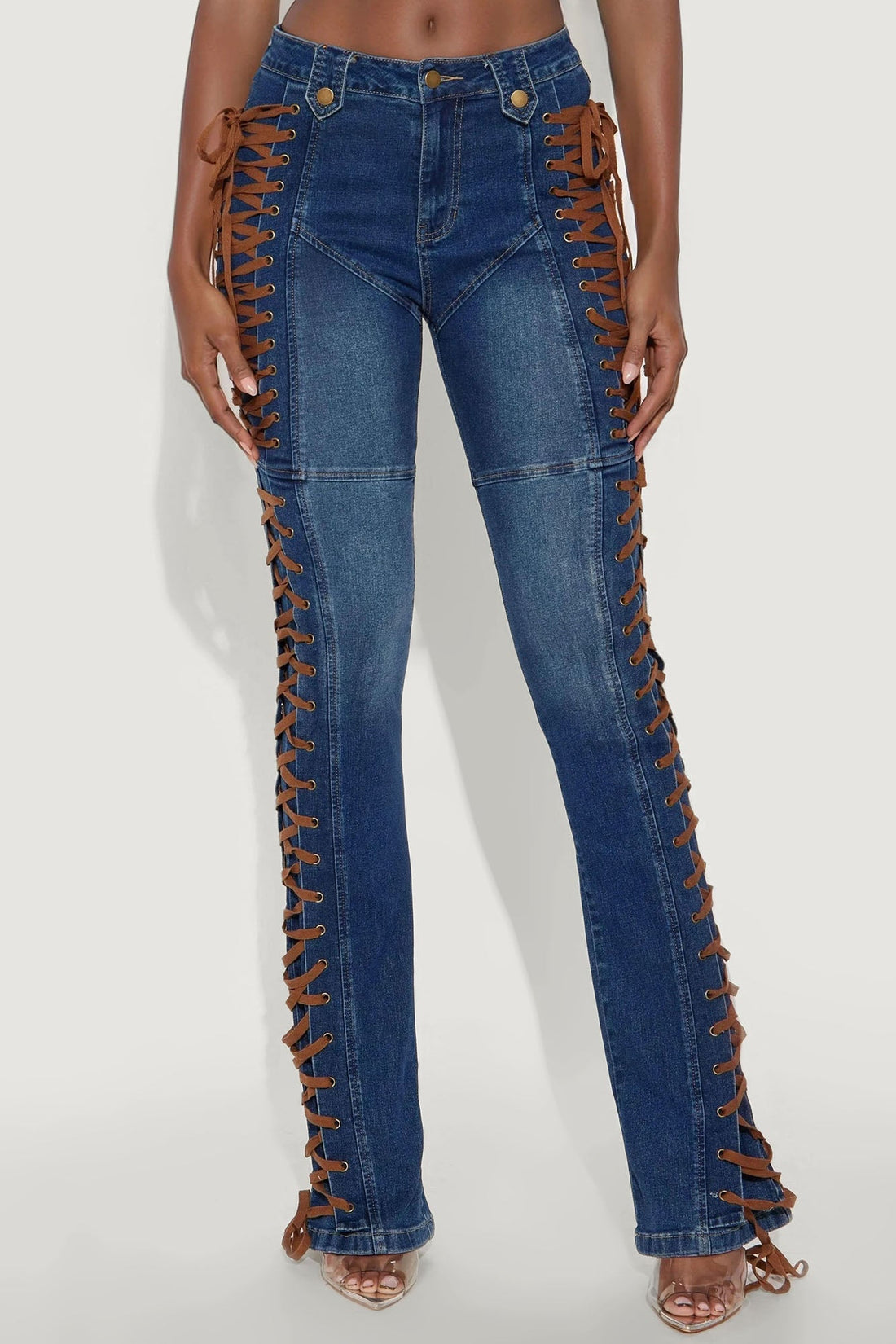 Tall Jaw Dropper Stretch Lace Up Bootcut Jeans - Dark Wash