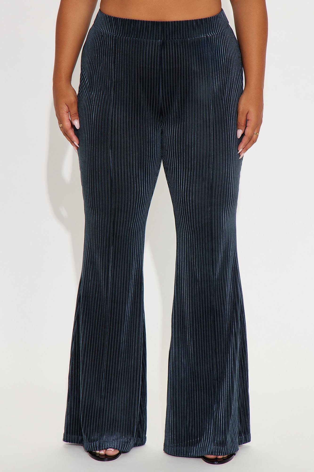 Imani Velvet Pinstripe Flare Pant 33″ - Blue