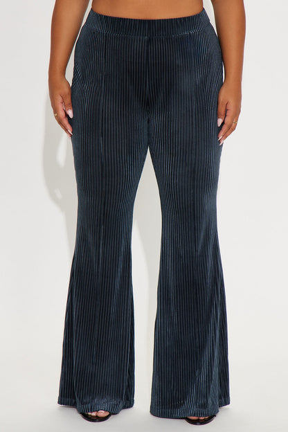Imani Velvet Pinstripe Flare Pant 33″ - Blue