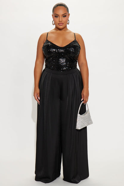 Seasoned Professional Satin Wide Leg Pant 32″ - Black