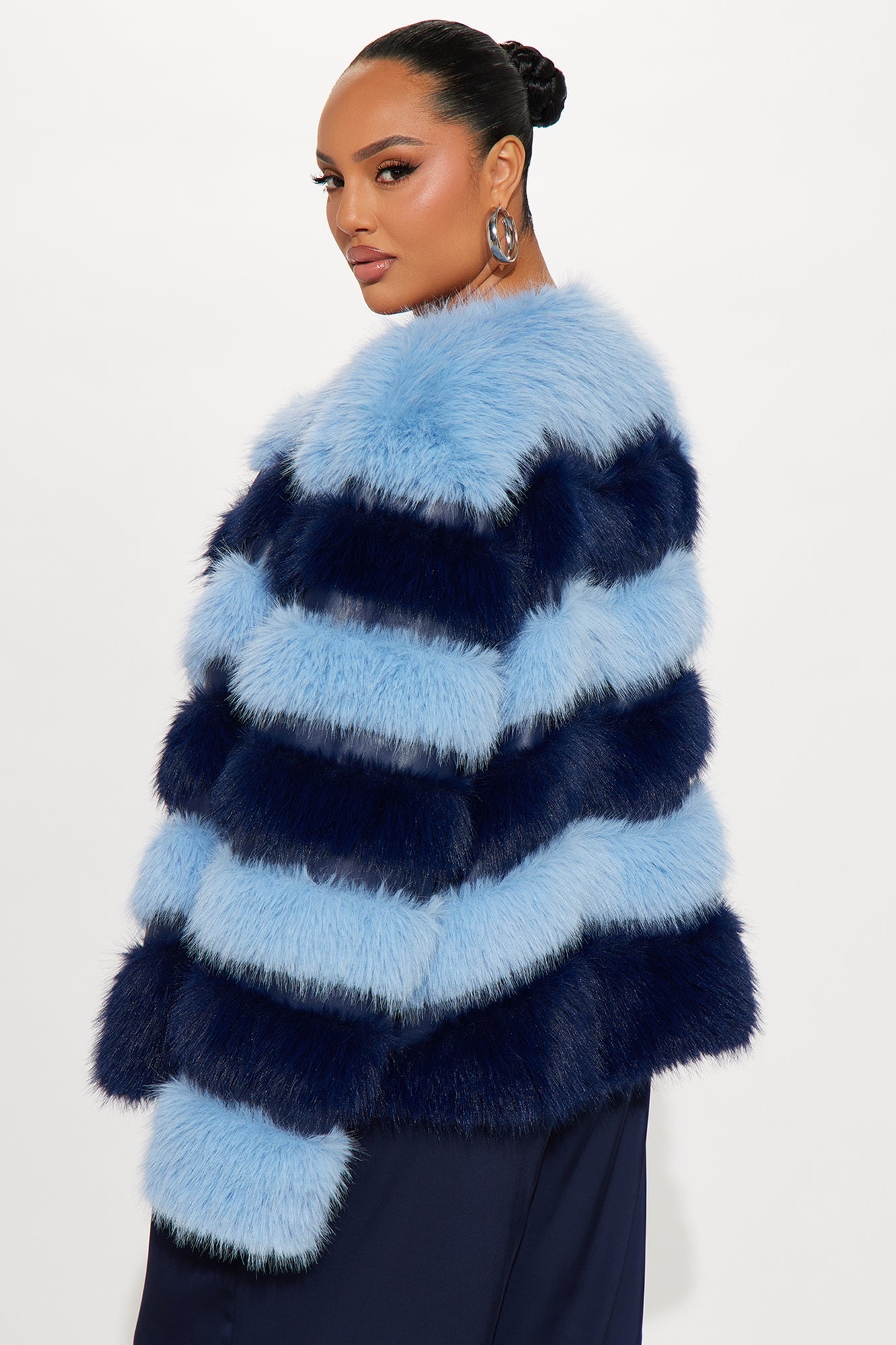 Gia Faux Fur Coat - Blue/combo