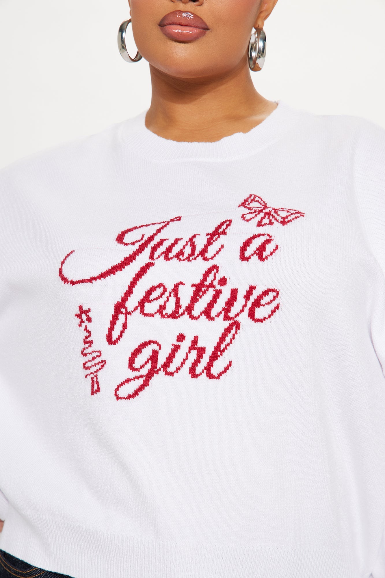 Just A Festive Girl Cropped Sweater - White/combo