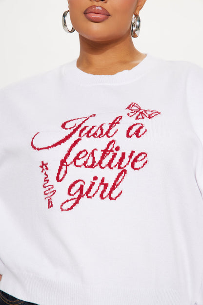 Just A Festive Girl Cropped Sweater - White/combo