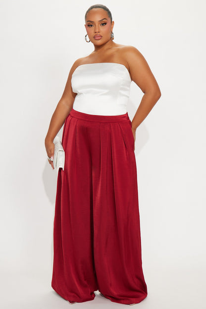 Seasoned Professional Satin Wide Leg Pant 32″ - Red