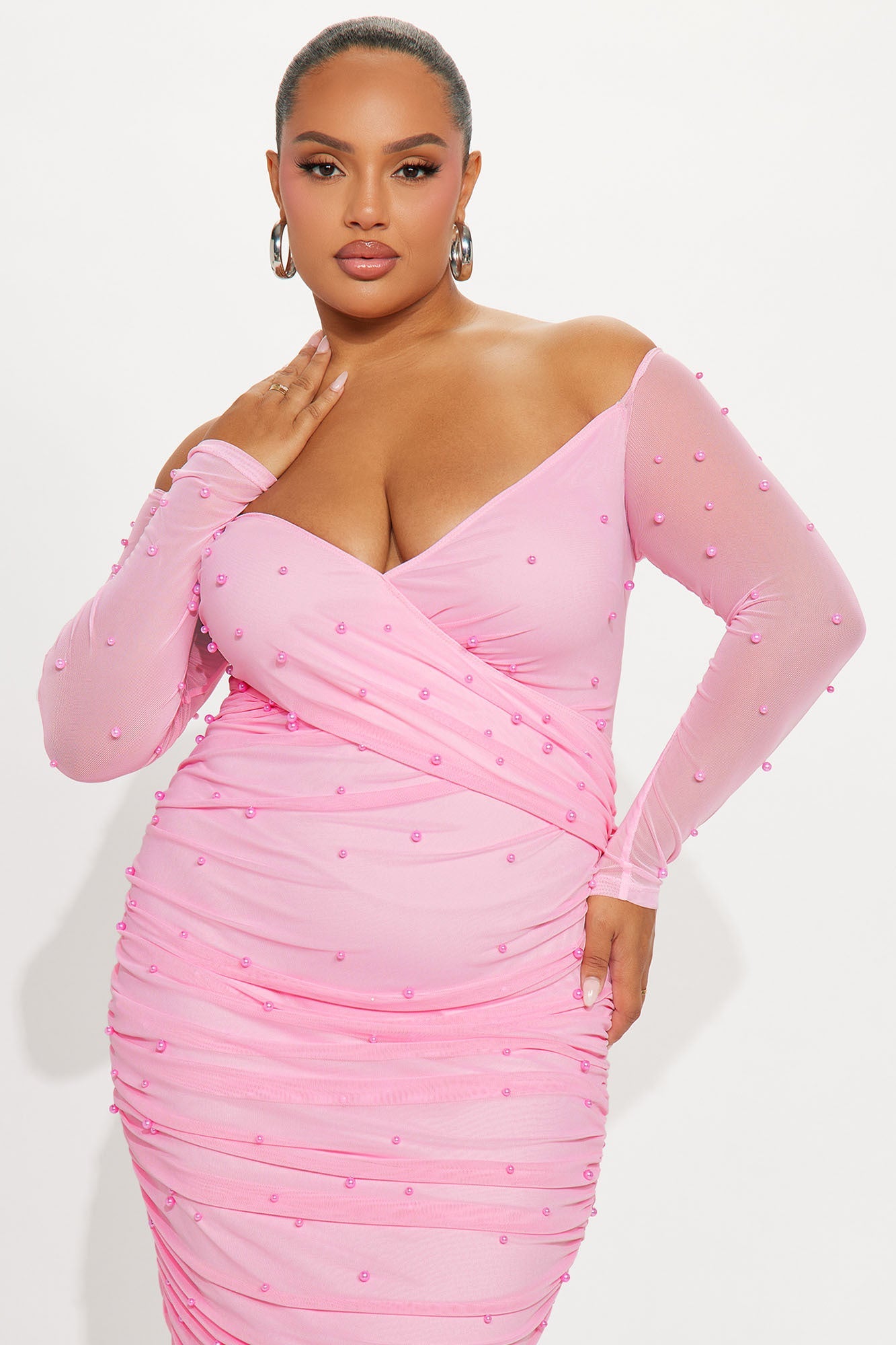 Adah Mesh Midi Dress - Pink