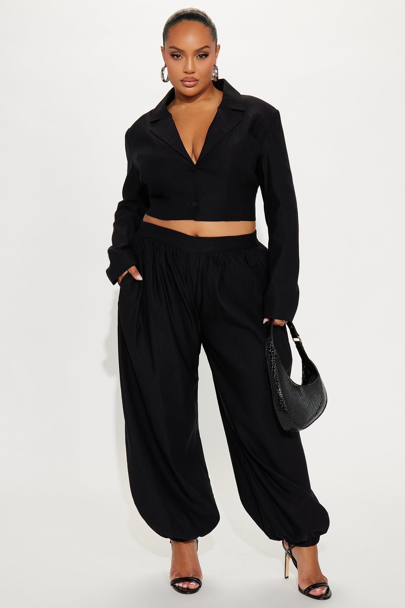 Shes In Charge Balloon Pant Set - Black