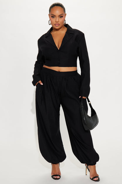 Shes In Charge Balloon Pant Set - Black