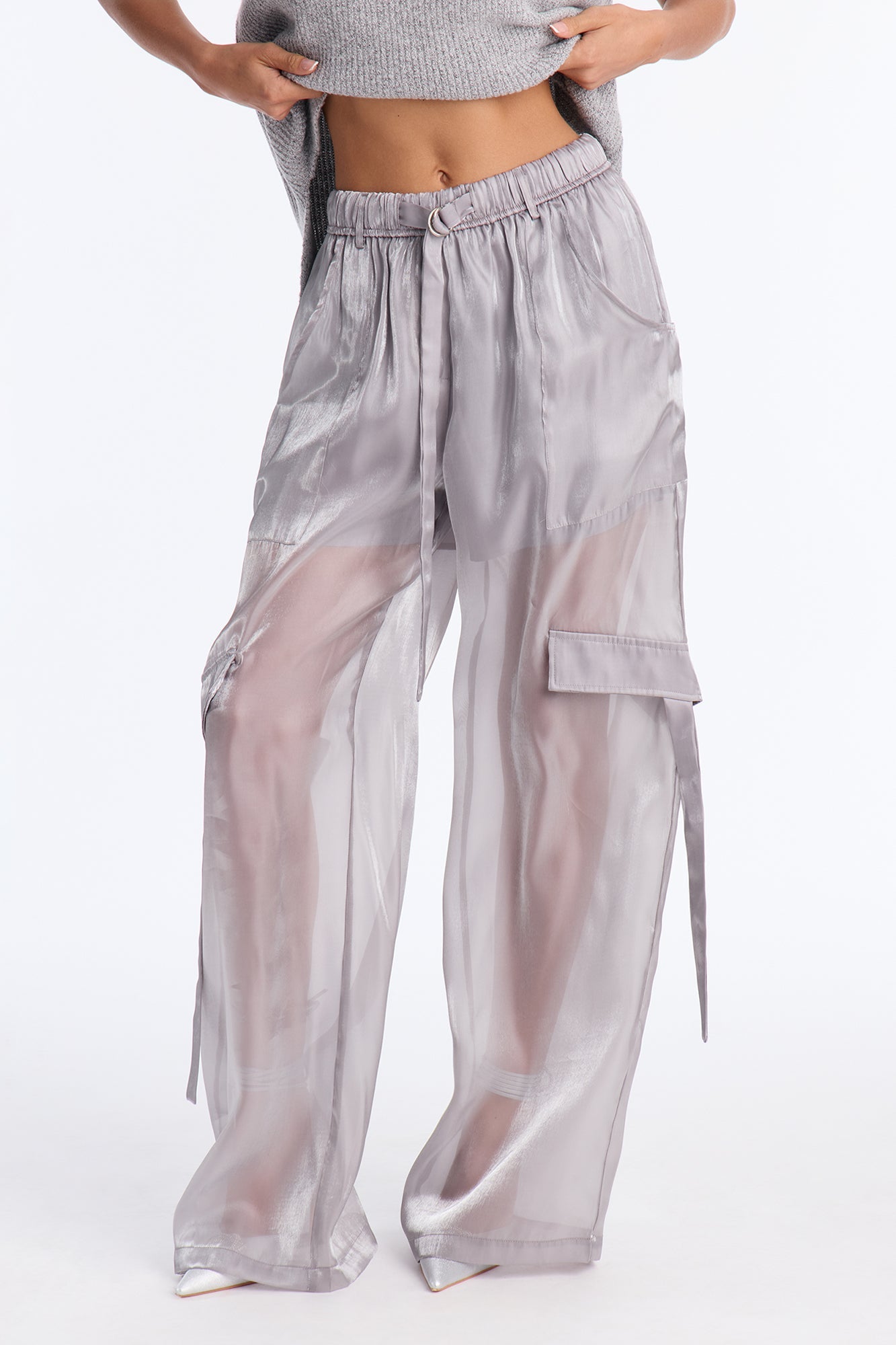All Eyes On Me Organza Wide Leg Pant 33 - Silver
