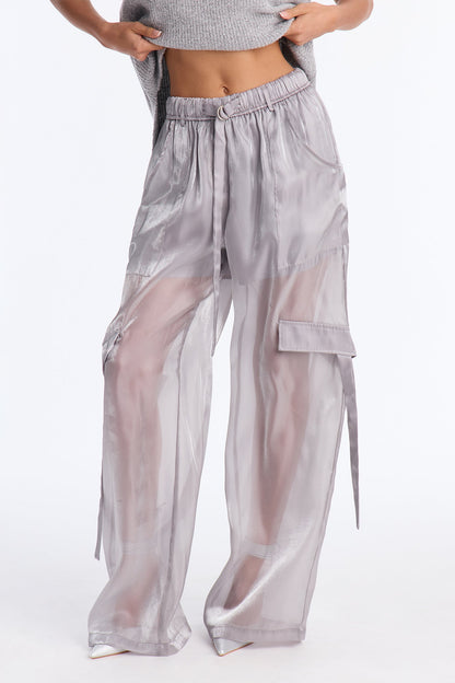 All Eyes On Me Organza Wide Leg Pant 33 - Silver