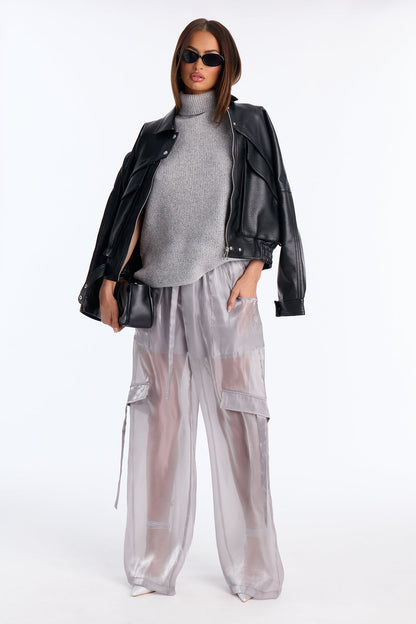 All Eyes On Me Organza Wide Leg Pant 33 - Silver