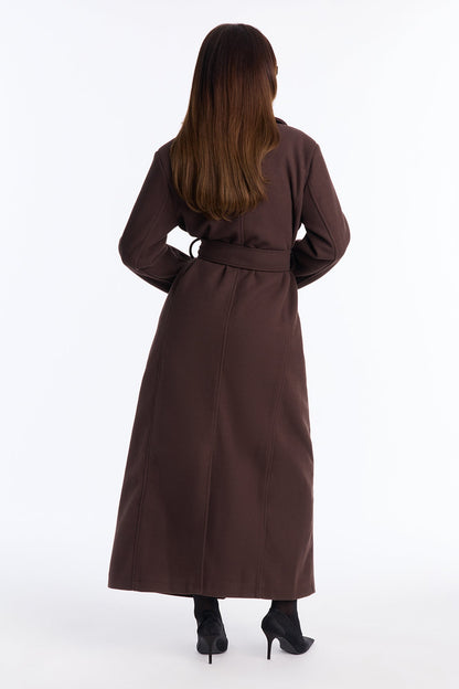 Executive Decision Belted Power Shoulder Coat - Brown